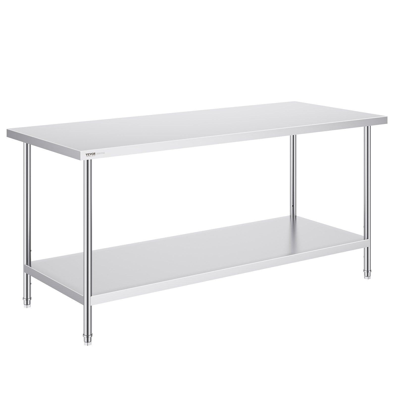 Basketball & Basketball Accessories: VEVOR Stainless Steel Prep Table, 30 x 72 x 34 Inch, Heavy Duty Metal Worktable with 3 Adjustable Height Levels, Commercial Workstation for Kitchen Garage Restaurant Backyard