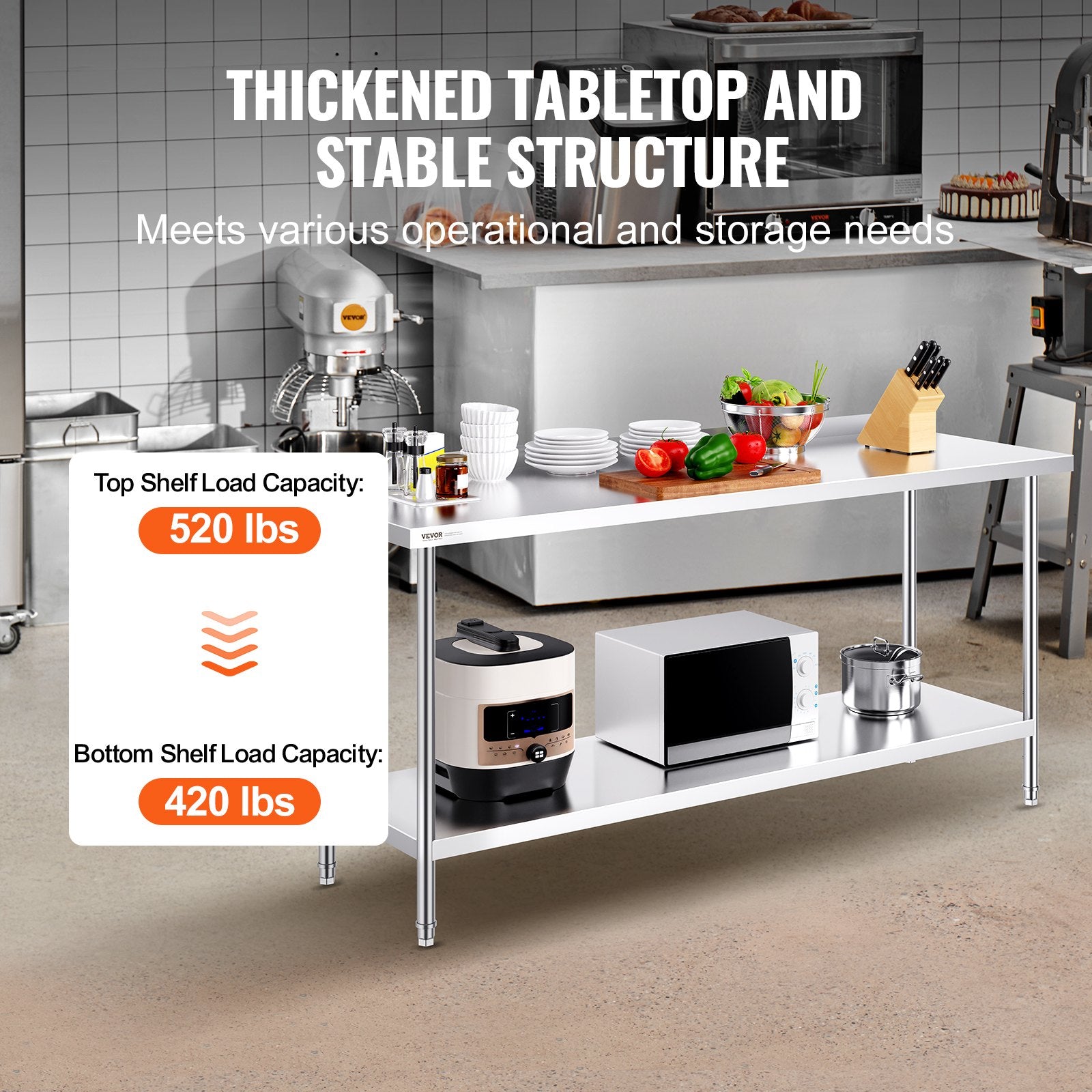 Basketball & Basketball Accessories: VEVOR 24 x 72 x 36 Inch Stainless Steel Work Table, Commercial Food Prep Worktable Heavy Duty Prep Worktable, Metal Work Table with Adjustable Height for Restaurant, Home and Hotel