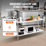 Basketball & Basketball Accessories: VEVOR 24 x 72 x 36 Inch Stainless Steel Work Table, Commercial Food Prep Worktable Heavy Duty Prep Worktable, Metal Work Table with Adjustable Height for Restaurant, Home and Hotel