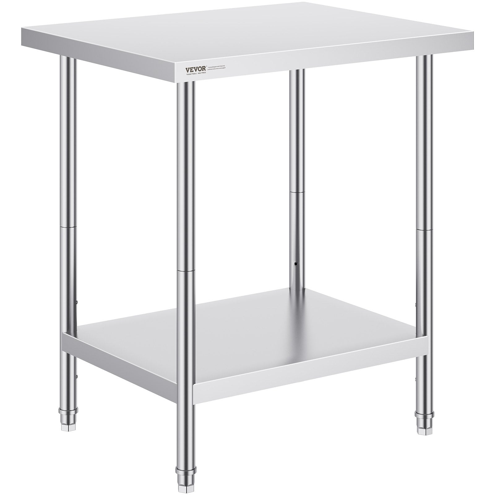 Basketball & Basketball Accessories: VEVOR Stainless Steel Prep Table, 24 x 30 x 34 Inch, Heavy Duty Metal Worktable with 3 Adjustable Height Levels, Commercial Workstation for Kitchen Garage Restaurant Backyard