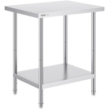 Basketball & Basketball Accessories: VEVOR Stainless Steel Prep Table, 24 x 30 x 34 Inch, Heavy Duty Metal Worktable with 3 Adjustable Height Levels, Commercial Workstation for Kitchen Garage Restaurant Backyard