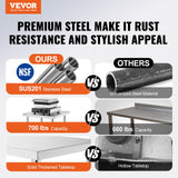 Basketball & Basketball Accessories: VEVOR Stainless Steel Prep Table, 24 x 30 x 34 Inch, Heavy Duty Metal Worktable with 3 Adjustable Height Levels, Commercial Workstation for Kitchen Garage Restaurant Backyard