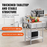 Basketball & Basketball Accessories: VEVOR Stainless Steel Prep Table, 24 x 30 x 34 Inch, Heavy Duty Metal Worktable with 3 Adjustable Height Levels, Commercial Workstation for Kitchen Garage Restaurant Backyard