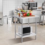 Basketball & Basketball Accessories: VEVOR Stainless Steel Prep Table, 24 x 30 x 34 Inch, Heavy Duty Metal Worktable with 3 Adjustable Height Levels, Commercial Workstation for Kitchen Garage Restaurant Backyard