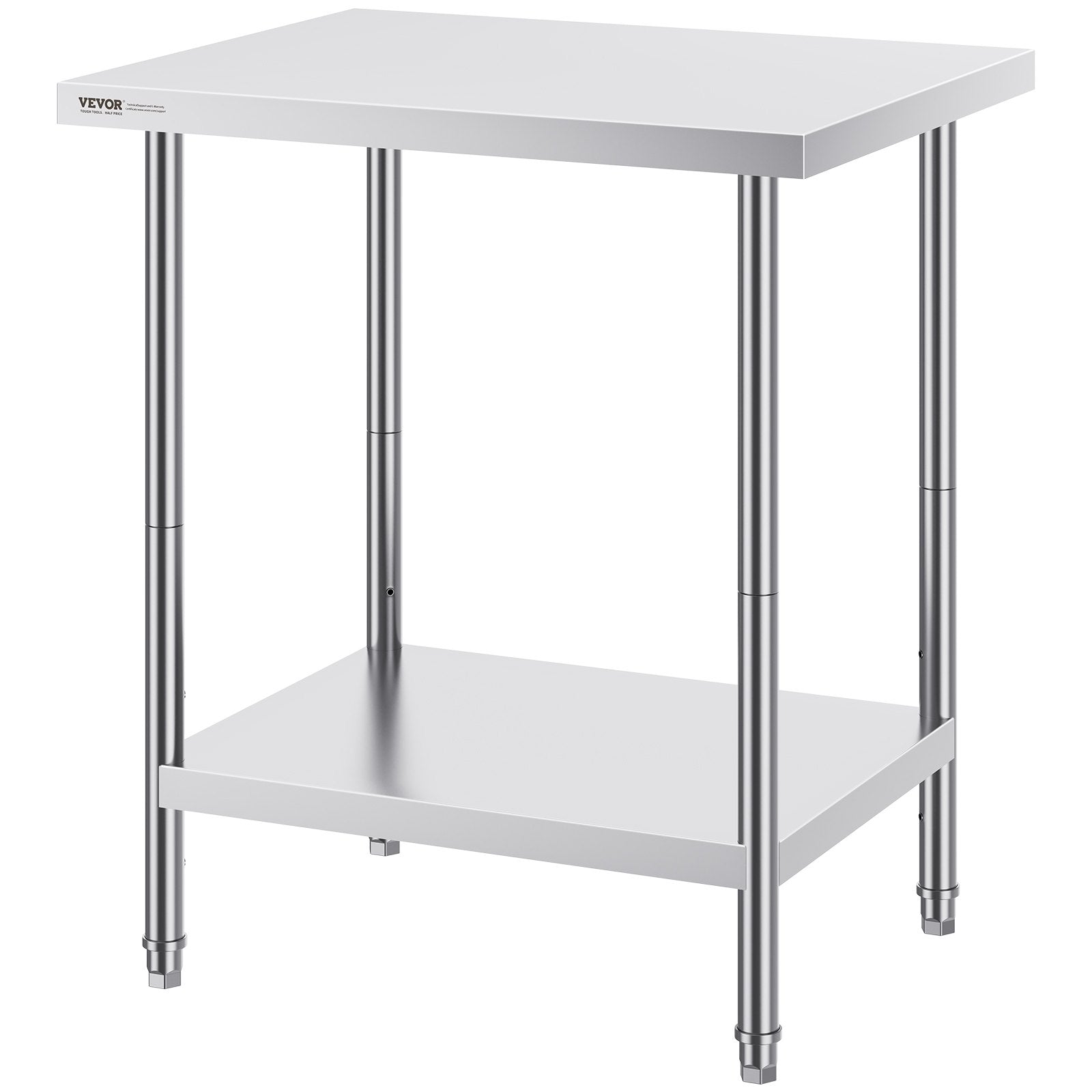 Basketball & Basketball Accessories: VEVOR Stainless Steel Prep Table, 24 x 30 x 34 Inch, Heavy Duty Metal Worktable with 3 Adjustable Height Levels, Commercial Workstation for Kitchen Garage Restaurant Backyard