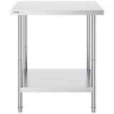 Basketball & Basketball Accessories: VEVOR Stainless Steel Prep Table, 24 x 30 x 34 Inch, Heavy Duty Metal Worktable with 3 Adjustable Height Levels, Commercial Workstation for Kitchen Garage Restaurant Backyard
