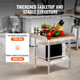 Basketball & Basketball Accessories: VEVOR Stainless Steel Work Table, 24 x 24 x 26 Inch Commercial Food Prep Worktable, 3-Sided Backsplash Heavy Duty Prep Worktable, Metal Work Table with Adjustable Height for Restaurant Home Hotel