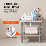 Basketball & Basketball Accessories: VEVOR Stainless Steel Work Table, 24 x 24 x 26 Inch Commercial Food Prep Worktable, 3-Sided Backsplash Heavy Duty Prep Worktable, Metal Work Table with Adjustable Height for Restaurant Home Hotel