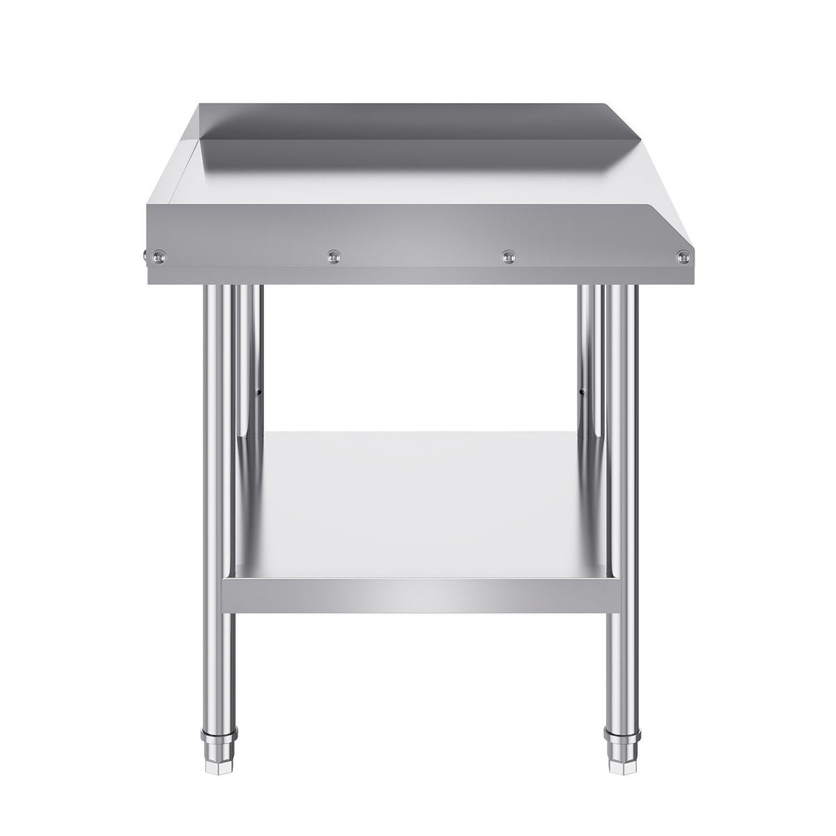 Stainless Steel Work Table, 24 x 28 x 26 Inch Commercial Food Prep Worktable, 3-Sided Backsplash Heavy Duty Prep Worktable, Metal Work Table with Adjustable Height for Restaurant Home Hotel