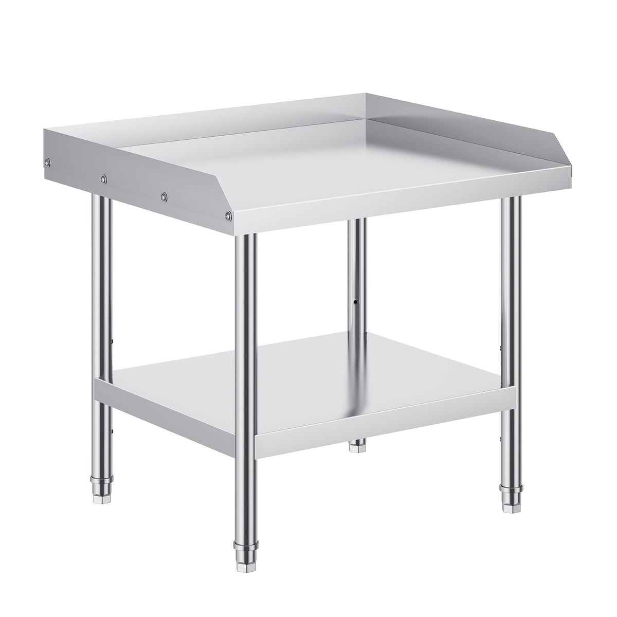 Stainless Steel Work Table, 24 x 28 x 26 Inch Commercial Food Prep Worktable, 3-Sided Backsplash Heavy Duty Prep Worktable, Metal Work Table with Adjustable Height for Restaurant Home Hotel