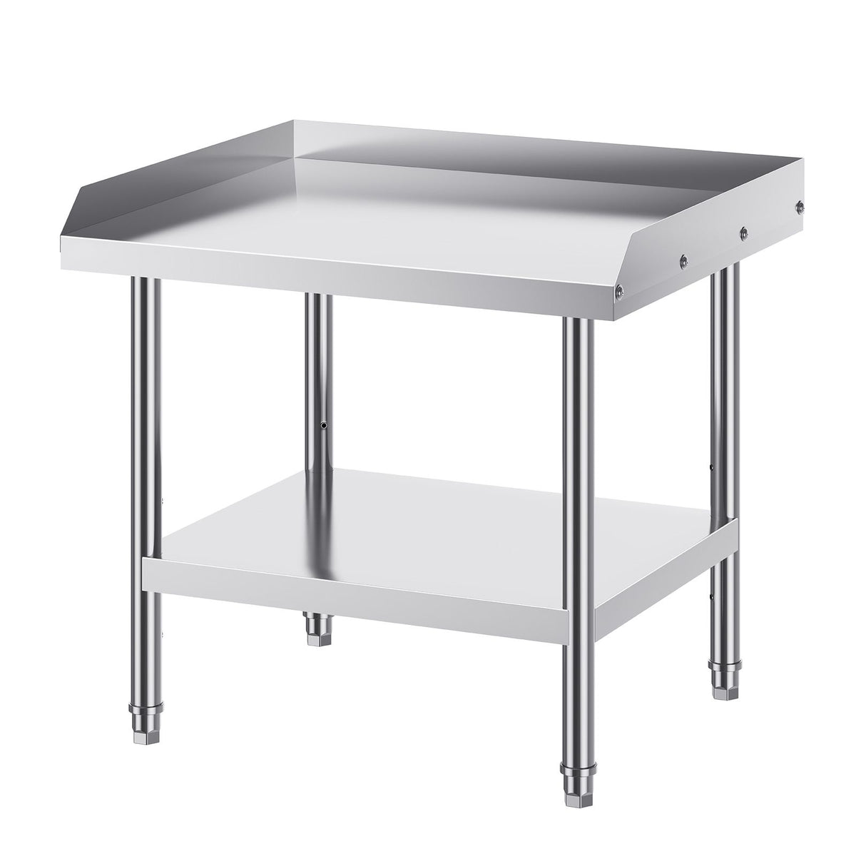 Stainless Steel Work Table, 24 x 28 x 26 Inch Commercial Food Prep Worktable, 3-Sided Backsplash Heavy Duty Prep Worktable, Metal Work Table with Adjustable Height for Restaurant Home Hotel