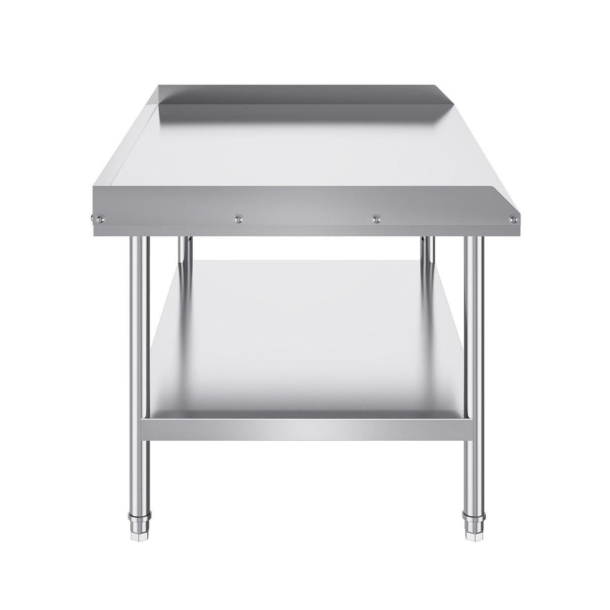 Stainless Steel Work Table, 762 x 1219 x 660 mm Commercial Food Prep Worktable, 3-Sided Backsplash Heavy Duty Prep Worktable, Metal Work Table with Adjustable Height for Restaurant Home Hotel
