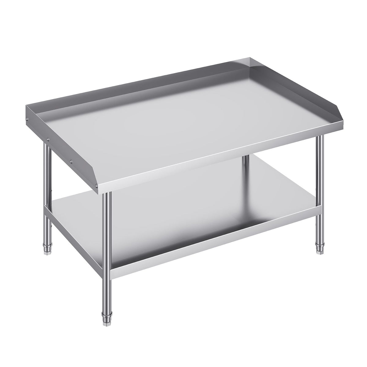 Stainless Steel Work Table, 762 x 1219 x 660 mm Commercial Food Prep Worktable, 3-Sided Backsplash Heavy Duty Prep Worktable, Metal Work Table with Adjustable Height for Restaurant Home Hotel