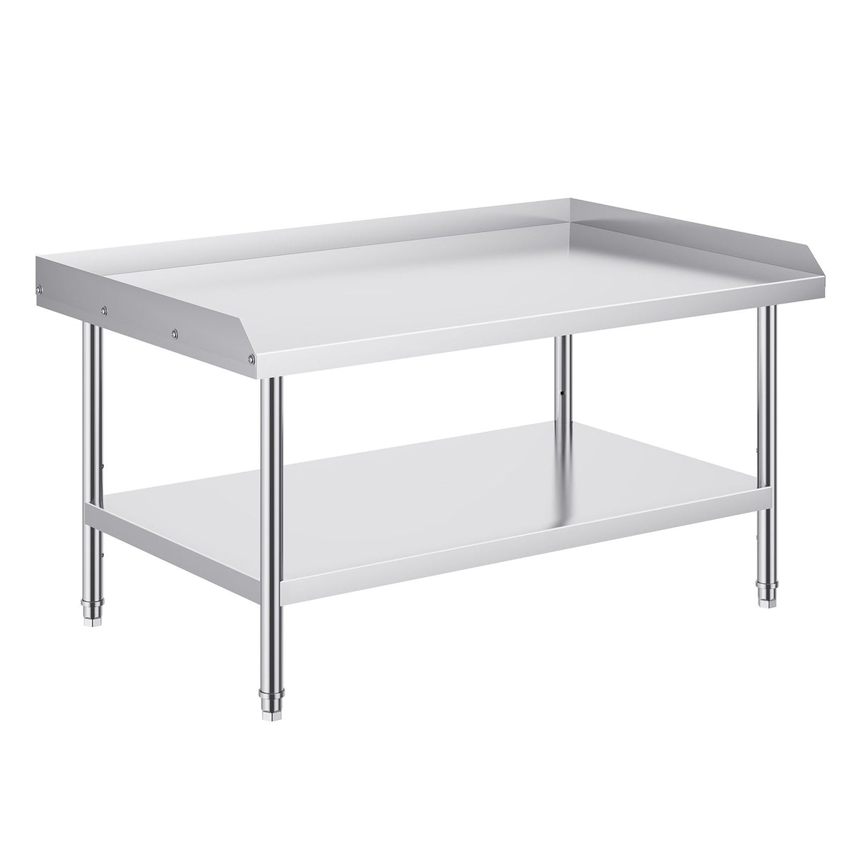Stainless Steel Work Table, 762 x 1219 x 660 mm Commercial Food Prep Worktable, 3-Sided Backsplash Heavy Duty Prep Worktable, Metal Work Table with Adjustable Height for Restaurant Home Hotel
