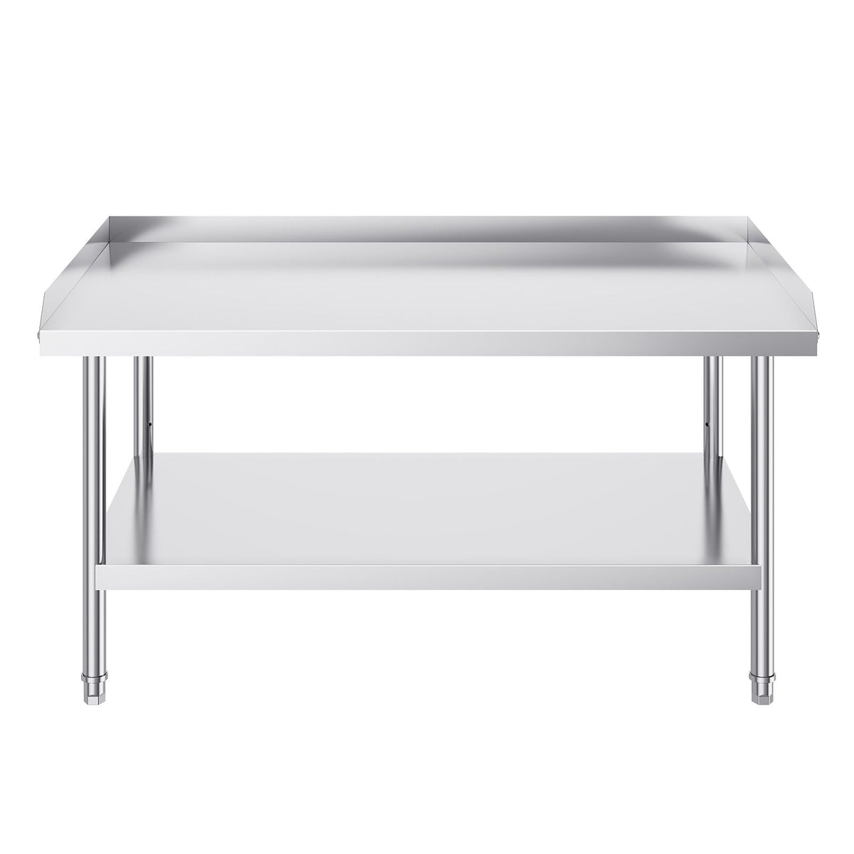 Stainless Steel Work Table, 762 x 1219 x 660 mm Commercial Food Prep Worktable, 3-Sided Backsplash Heavy Duty Prep Worktable, Metal Work Table with Adjustable Height for Restaurant Home Hotel