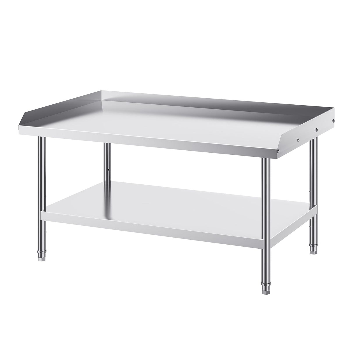 Stainless Steel Work Table, 762 x 1219 x 660 mm Commercial Food Prep Worktable, 3-Sided Backsplash Heavy Duty Prep Worktable, Metal Work Table with Adjustable Height for Restaurant Home Hotel