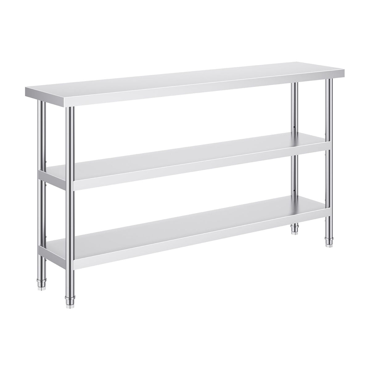 Stainless Steel Food Prep Table, 356 x 1524 x 864 mm Commercial Kitchen Worktable, with 2 Adjustable Undershelf, Heavy Duty Prep Table Metal Work Table for BBQ, Kitchen, Home, and Garage