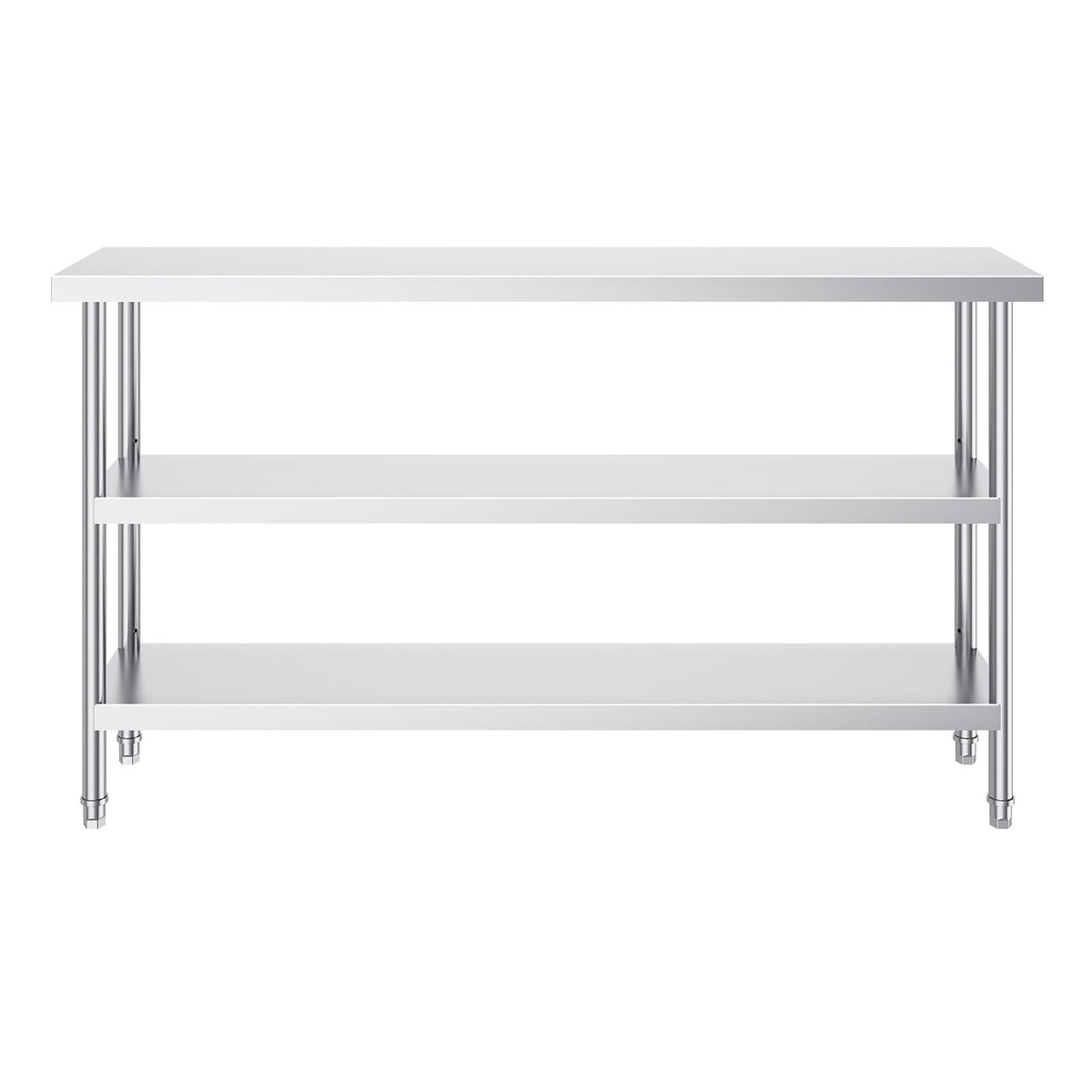 Stainless Steel Food Prep Table, 356 x 1524 x 864 mm Commercial Kitchen Worktable, with 2 Adjustable Undershelf, Heavy Duty Prep Table Metal Work Table for BBQ, Kitchen, Home, and Garage