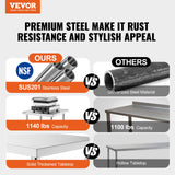 Basketball & Basketball Accessories: VEVOR Stainless Steel Food Prep Table, 18 x 36 x 34 Inch Commercial Kitchen Worktable, with 2 Adjustable Undershelf, Heavy Duty Prep Table Metal Work Table for BBQ, Kitchen, Home, and Garage
