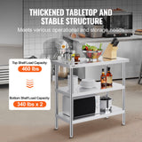 Basketball & Basketball Accessories: VEVOR Stainless Steel Food Prep Table, 18 x 36 x 34 Inch Commercial Kitchen Worktable, with 2 Adjustable Undershelf, Heavy Duty Prep Table Metal Work Table for BBQ, Kitchen, Home, and Garage