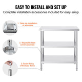 Basketball & Basketball Accessories: VEVOR Stainless Steel Food Prep Table, 18 x 36 x 34 Inch Commercial Kitchen Worktable, with 2 Adjustable Undershelf, Heavy Duty Prep Table Metal Work Table for BBQ, Kitchen, Home, and Garage