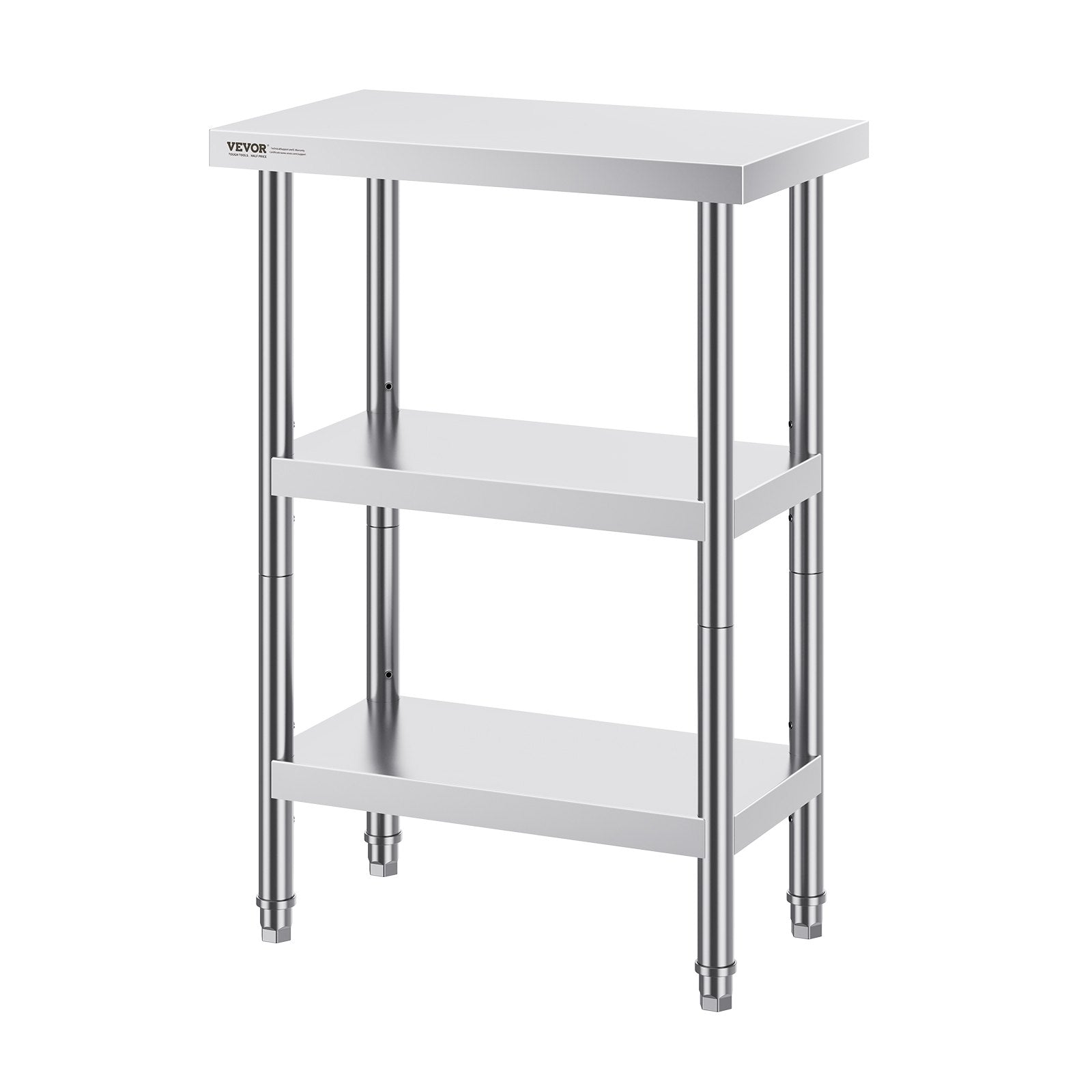 Basketball & Basketball Accessories: VEVOR Stainless Steel Food Prep Table, 14 x 24 x 34 Inch Commercial Kitchen Worktable, with 2 Adjustable Undershelf, Heavy Duty Prep Table Metal Work Table for BBQ, Kitchen, Home, and Garage