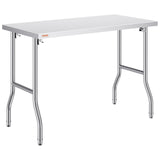 Kitchen & Dining Chairs: VEVOR Stainless Steel Kitchen Bench Folding Commercial Prep Table 1220x610 mm