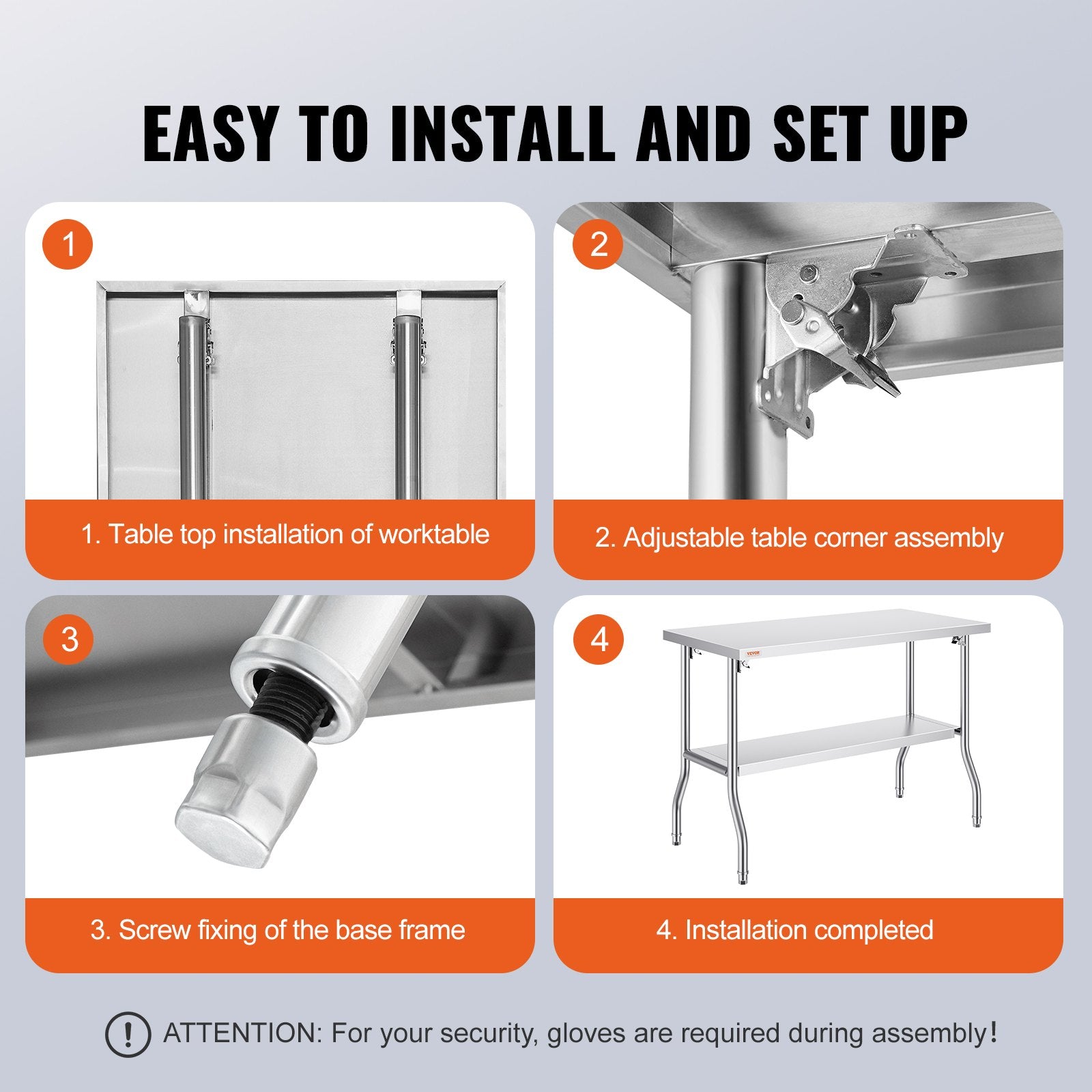 Audio Accessories: VEVOR Commercial Worktable Workstation Folding Commercial Prep Table 1220x610 mm