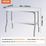 Audio Accessories: VEVOR Commercial Worktable Workstation Folding Commercial Prep Table 1220x610 mm