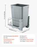 Kitchen & Bathroom DIY: VEVOR Pullout Trash Can for Kitchen Cabinets, Garbage Waste Recycling Bin, Under Mount Waste Container, with Heavy Duty Metal Soft Close Sliding System and Door Kit, for Sink, Under Counter