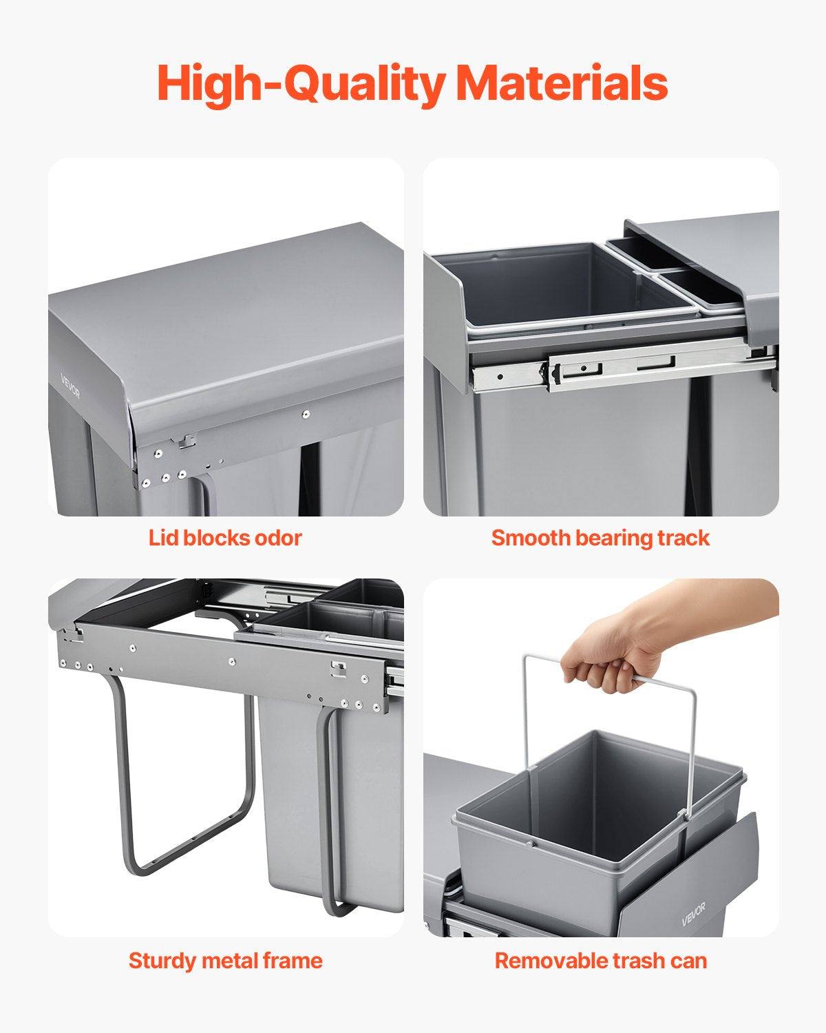 Kitchen & Bathroom DIY: VEVOR Pullout Trash Can for Kitchen Cabinets, 20+10+10L Double Under Sink Garbage Waste Recycling Bin, Under Mount Waste Container, with Heavy Duty Metal Full Extension Sliding System and Handle