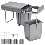 Kitchen & Bathroom DIY: VEVOR Pullout Trash Can for Kitchen Cabinets, 20+10+10L Double Under Sink Garbage Waste Recycling Bin, Under Mount Waste Container, with Heavy Duty Metal Full Extension Sliding System and Handle