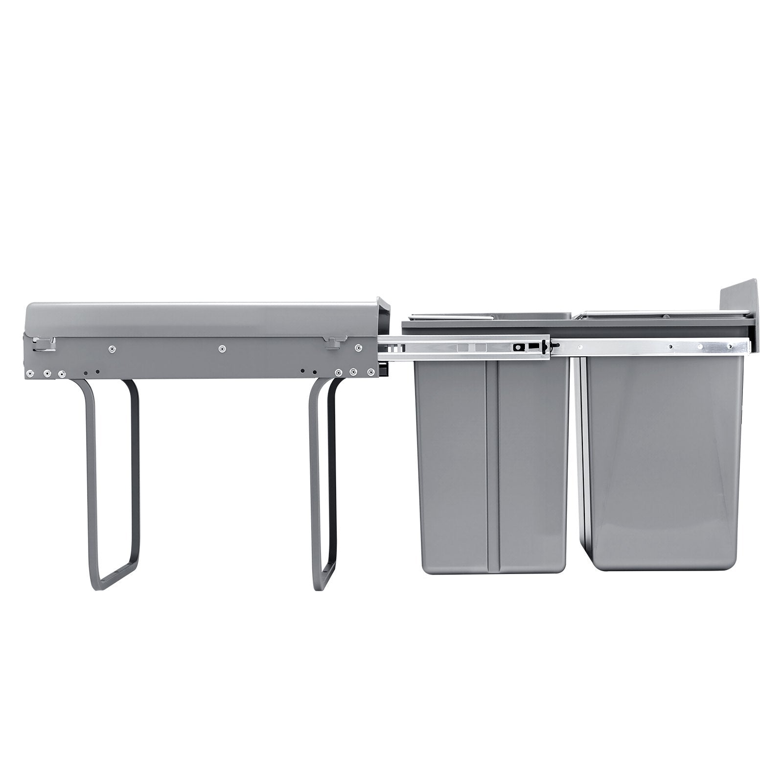 Kitchen & Bathroom DIY: VEVOR Pullout Trash Can for Kitchen Cabinets, 20+10+10L Double Under Sink Garbage Waste Recycling Bin, Under Mount Waste Container, with Heavy Duty Metal Full Extension Sliding System and Handle
