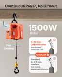 Beer Hampers: VEVOR 3-in-1 Electric Hoist Winch, 700 kg Capacity, 1500W Portable Power Winch Crane, 7.6 m Lifting Height, 5 m/min with Manual, Wired and Wireless Remote Control for Factory, Warehouss, Garage