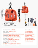 Beer Hampers: VEVOR 3-in-1 Electric Hoist Winch, 700 kg Capacity, 1500W Portable Power Winch Crane, 7.6 m Lifting Height, 5 m/min with Manual, Wired and Wireless Remote Control for Factory, Warehouss, Garage