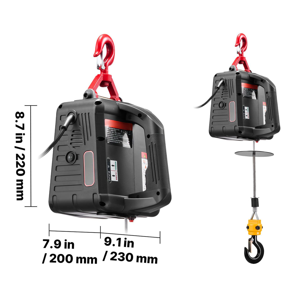 2-in-1 Electric Hoist Winch, 500 kg Capacity, 1500W Portable Power Winch Crane, 7.6 m Lifting Height, 5 m/min with Manual and Wireless Remote Control for Factory, Warehouss, Garage
