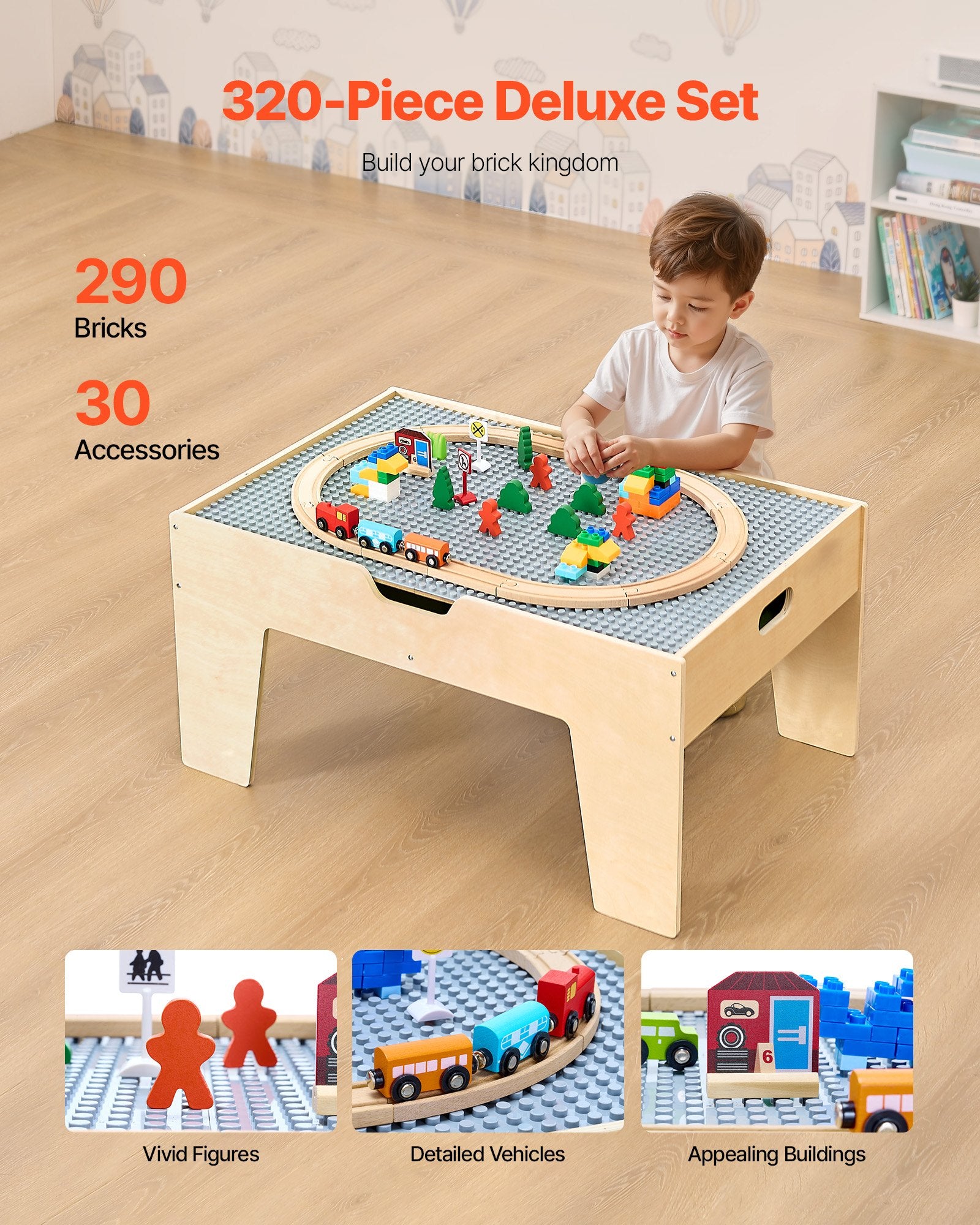 Basketball & Basketball Accessories: VEVOR Multi-Purpose Activity Play Table 290 Building Bricks & 30 PCS Accessories