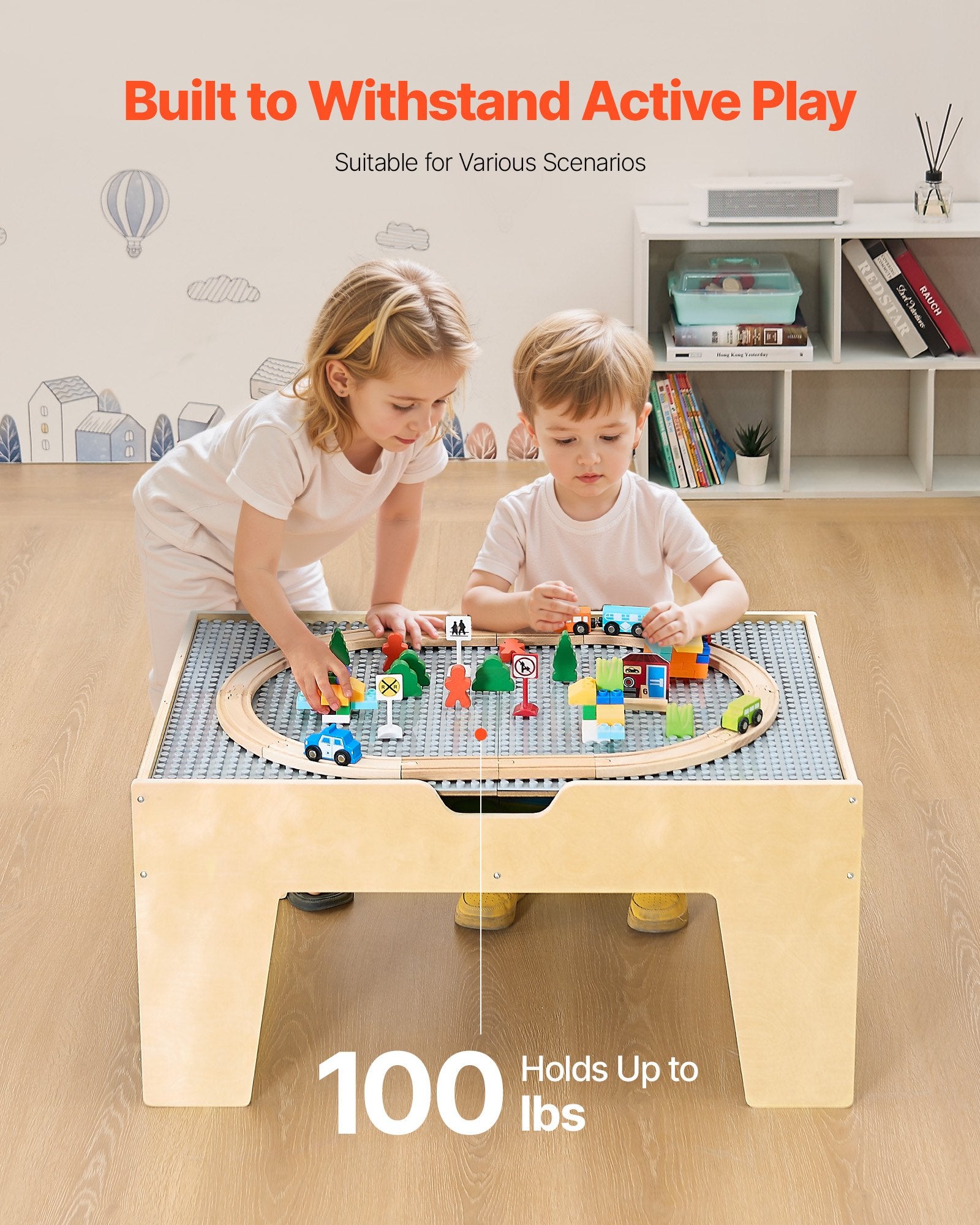 Basketball & Basketball Accessories: VEVOR Multi-Purpose Activity Play Table 290 Building Bricks & 30 PCS Accessories