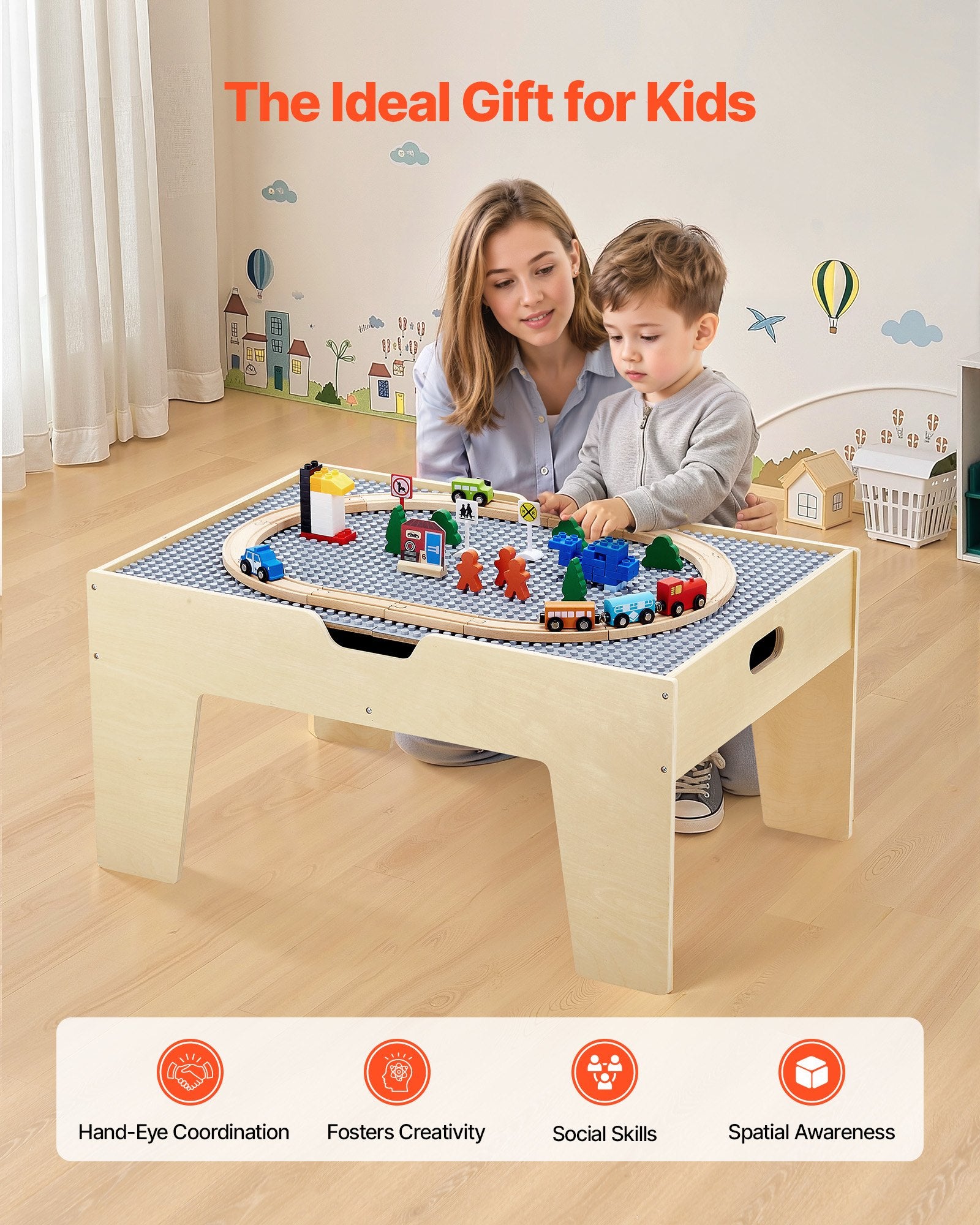 Basketball & Basketball Accessories: VEVOR Multi-Purpose Activity Play Table 290 Building Bricks & 30 PCS Accessories