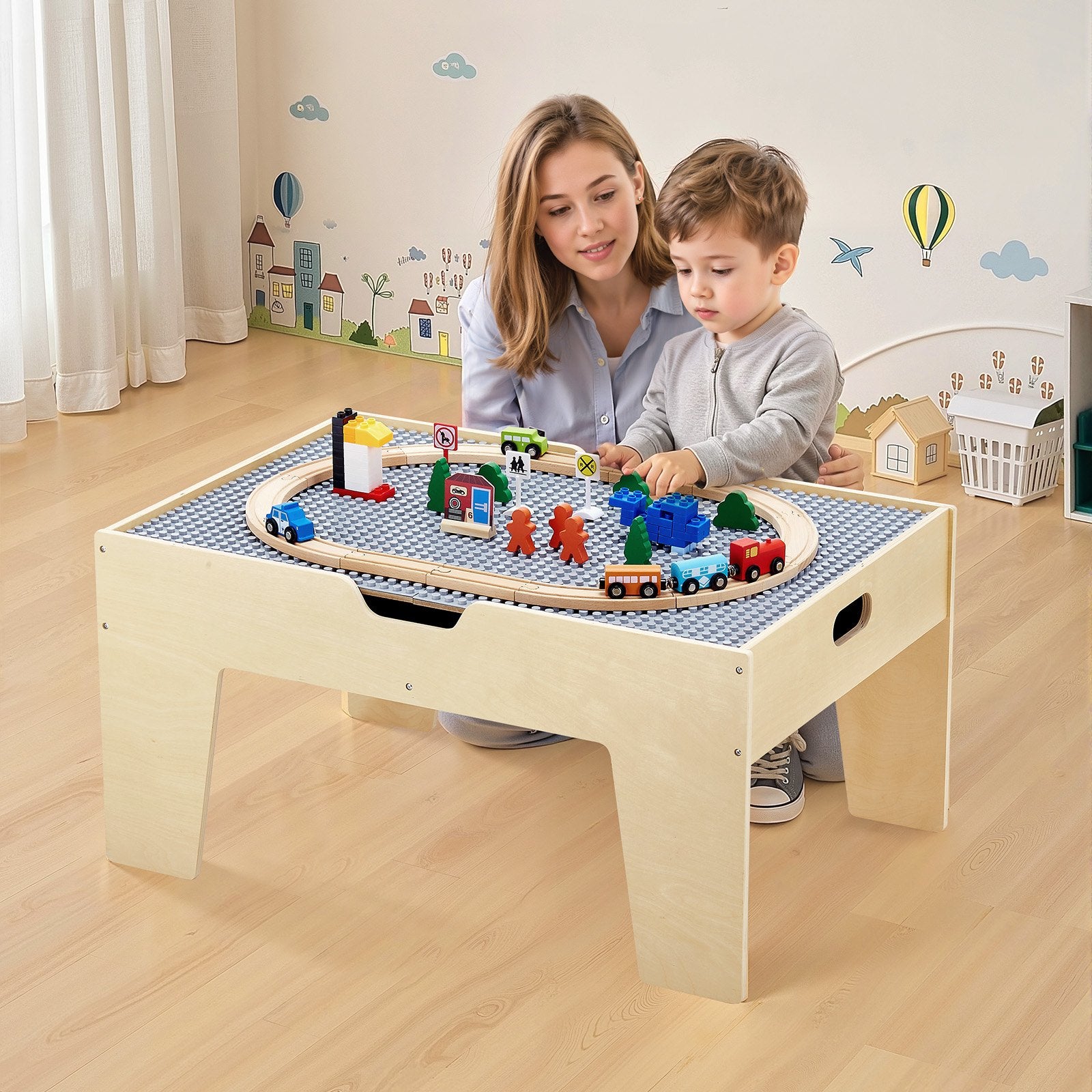 Basketball & Basketball Accessories: VEVOR Multi-Purpose Activity Play Table 290 Building Bricks & 30 PCS Accessories