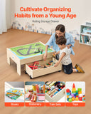 Basketball & Basketball Accessories: VEVOR Train Table 100 PCS Wooden Kids Activity Table with Rolling Storage Drawer