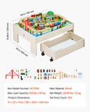 Basketball & Basketball Accessories: VEVOR Train Table 100 PCS Wooden Kids Activity Table with Rolling Storage Drawer