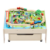 Basketball & Basketball Accessories: VEVOR Train Table 100 PCS Wooden Kids Activity Table with Rolling Storage Drawer