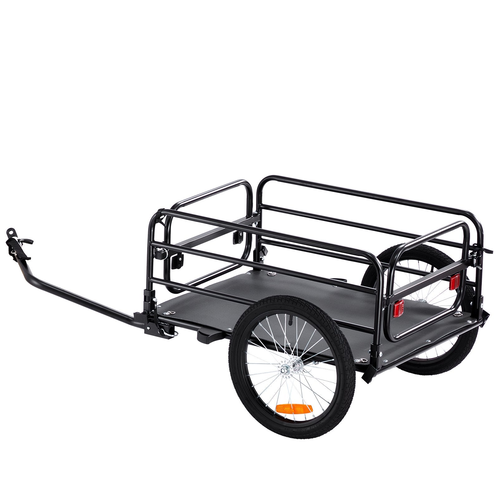 Bicycle Stands & Storage: VEVOR Bike Cargo Trailer, 72.5 kg Load, Heavy-Duty Bicycle Wagon Cart, Foldable Compact Storage & Quick Release with Universal Hitch, 406.4 mm Wheels, Safe Reflectors, Fits 558.8-711.2 mm Bike Wheels