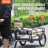 Bicycle Stands & Storage: VEVOR Bike Cargo Trailer, 72.5 kg Load, Heavy-Duty Bicycle Wagon Cart, Foldable Compact Storage & Quick Release with Universal Hitch, 406.4 mm Wheels, Safe Reflectors, Fits 558.8-711.2 mm Bike Wheels
