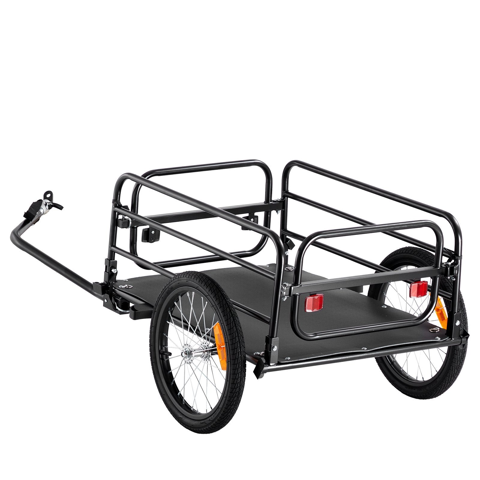 Bicycle Stands & Storage: VEVOR Bike Cargo Trailer, 72.5 kg Load, Heavy-Duty Bicycle Wagon Cart, Foldable Compact Storage & Quick Release with Universal Hitch, 406.4 mm Wheels, Safe Reflectors, Fits 558.8-711.2 mm Bike Wheels