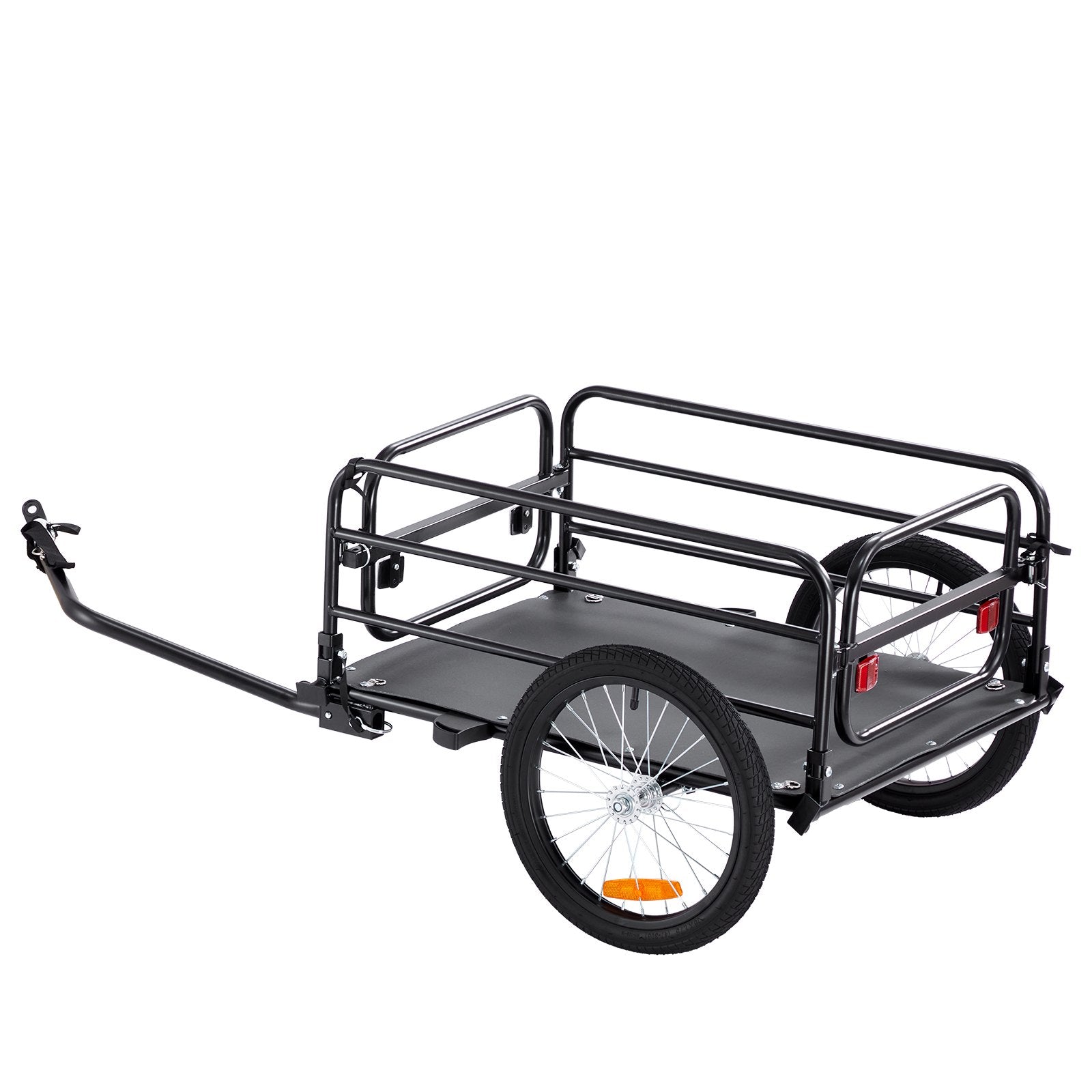 Bicycle Stands & Storage: VEVOR Bike Cargo Trailer, 72.5 kg Load, Heavy-Duty Bicycle Wagon Cart, Foldable Compact Storage & Quick Release with Universal Hitch, 406.4 mm Wheels, Safe Reflectors, Fits 558.8-711.2 mm Bike Wheels