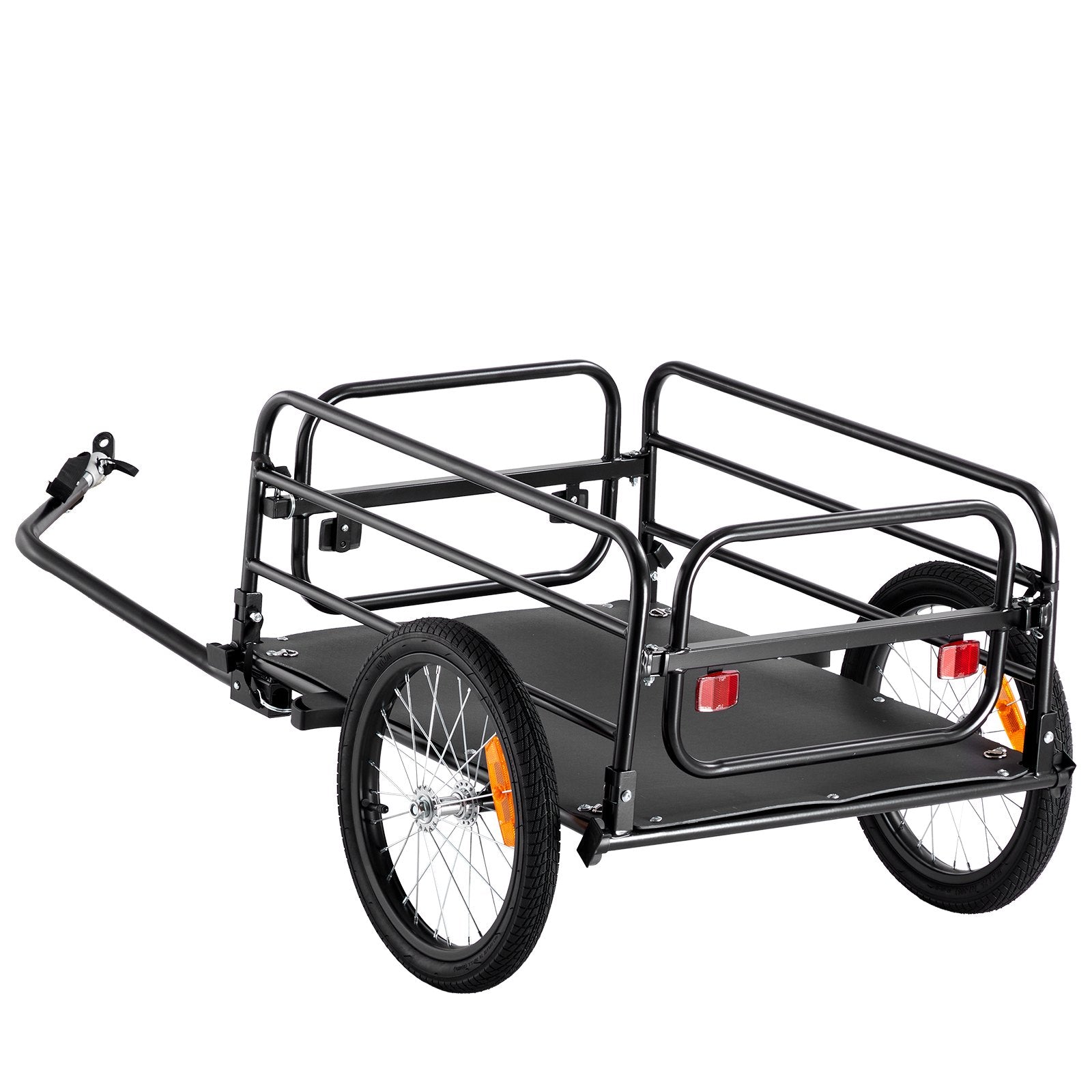 Bicycle Stands & Storage: VEVOR Bike Cargo Trailer, 72.5 kg Load, Heavy-Duty Bicycle Wagon Cart, Foldable Compact Storage & Quick Release with Universal Hitch, 406.4 mm Wheels, Safe Reflectors, Fits 558.8-711.2 mm Bike Wheels