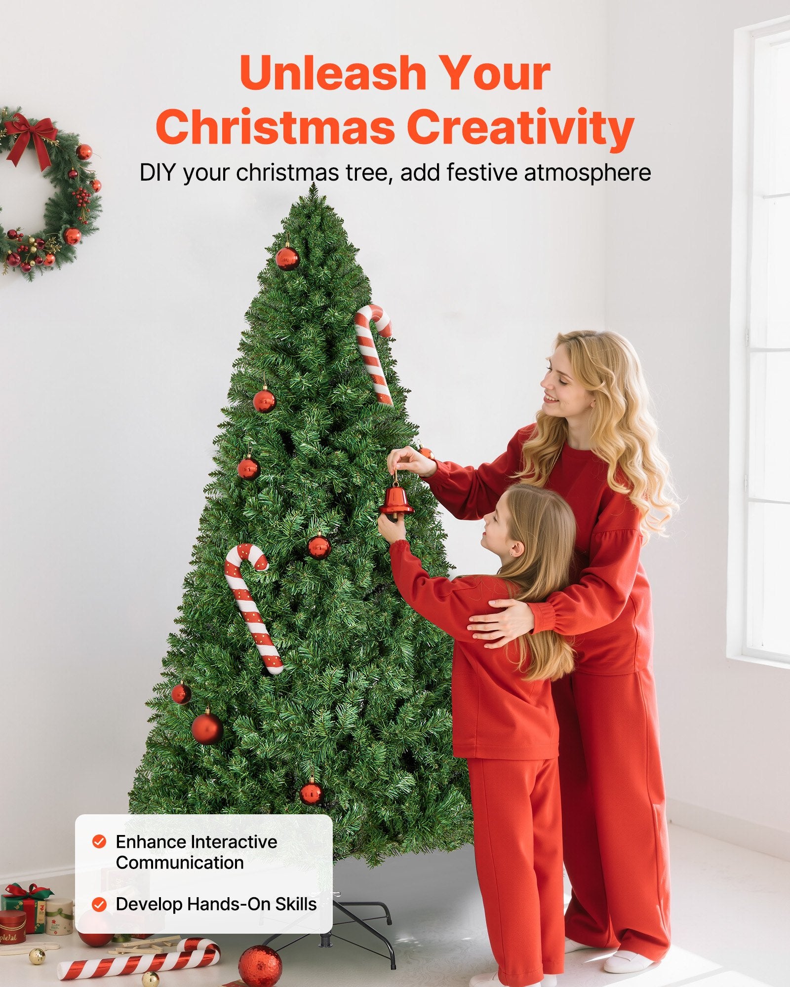 Christmas Trees: VEVOR Christmas Tree, 1.8m Artificial Xmas Tree, Full Holiday Decor Trees with 1250 Branch Tips & Sturdy Metal Base for Home Party Office Decoration