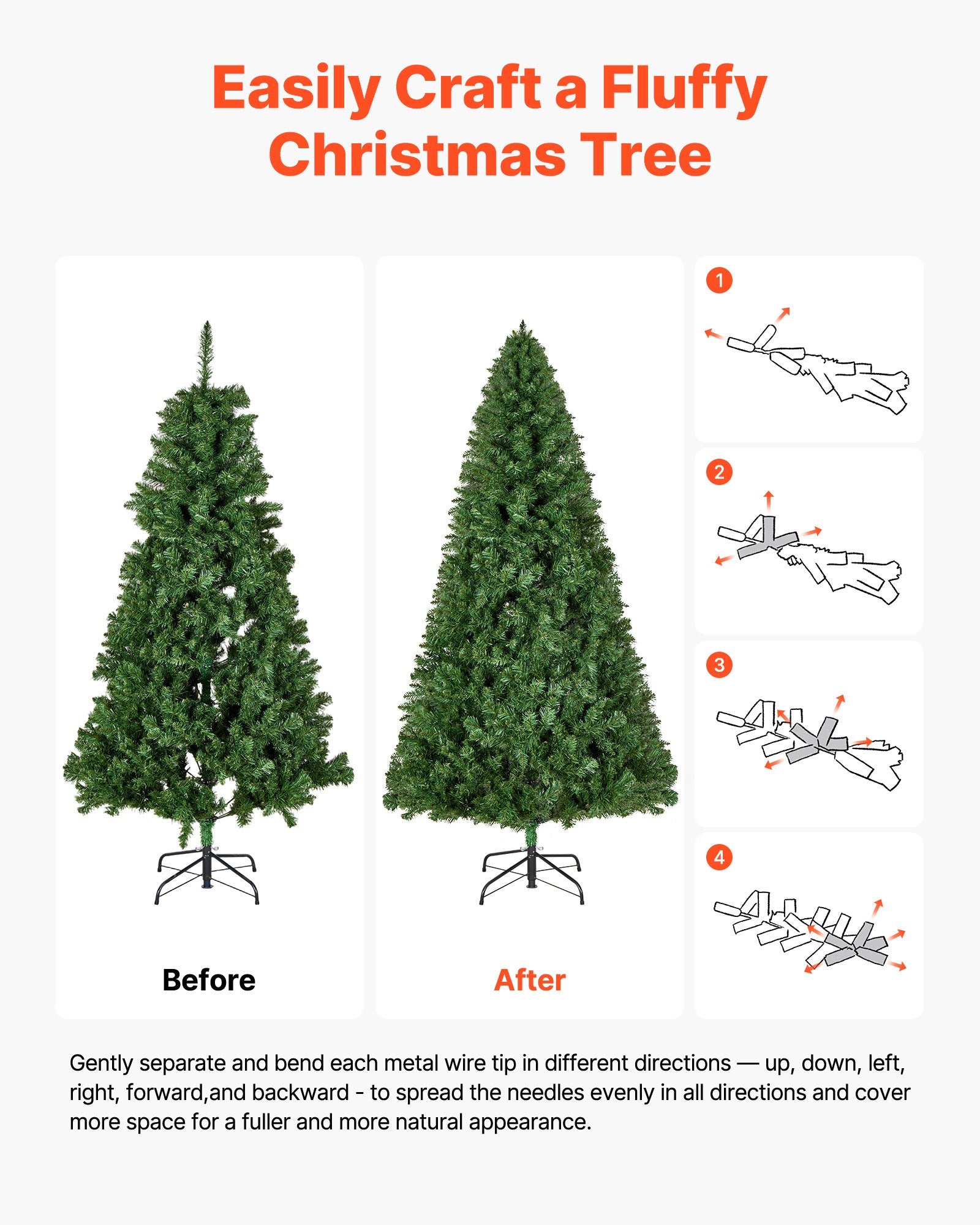 Christmas Trees: VEVOR Christmas Tree, 1.8m Artificial Xmas Tree, Full Holiday Decor Trees with 1250 Branch Tips & Sturdy Metal Base for Home Party Office Decoration